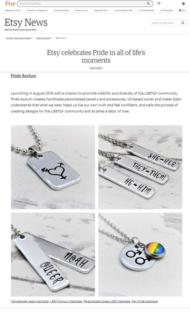 Pride Asylum LGBTQ+ Collection - Featured in Etsy 2016